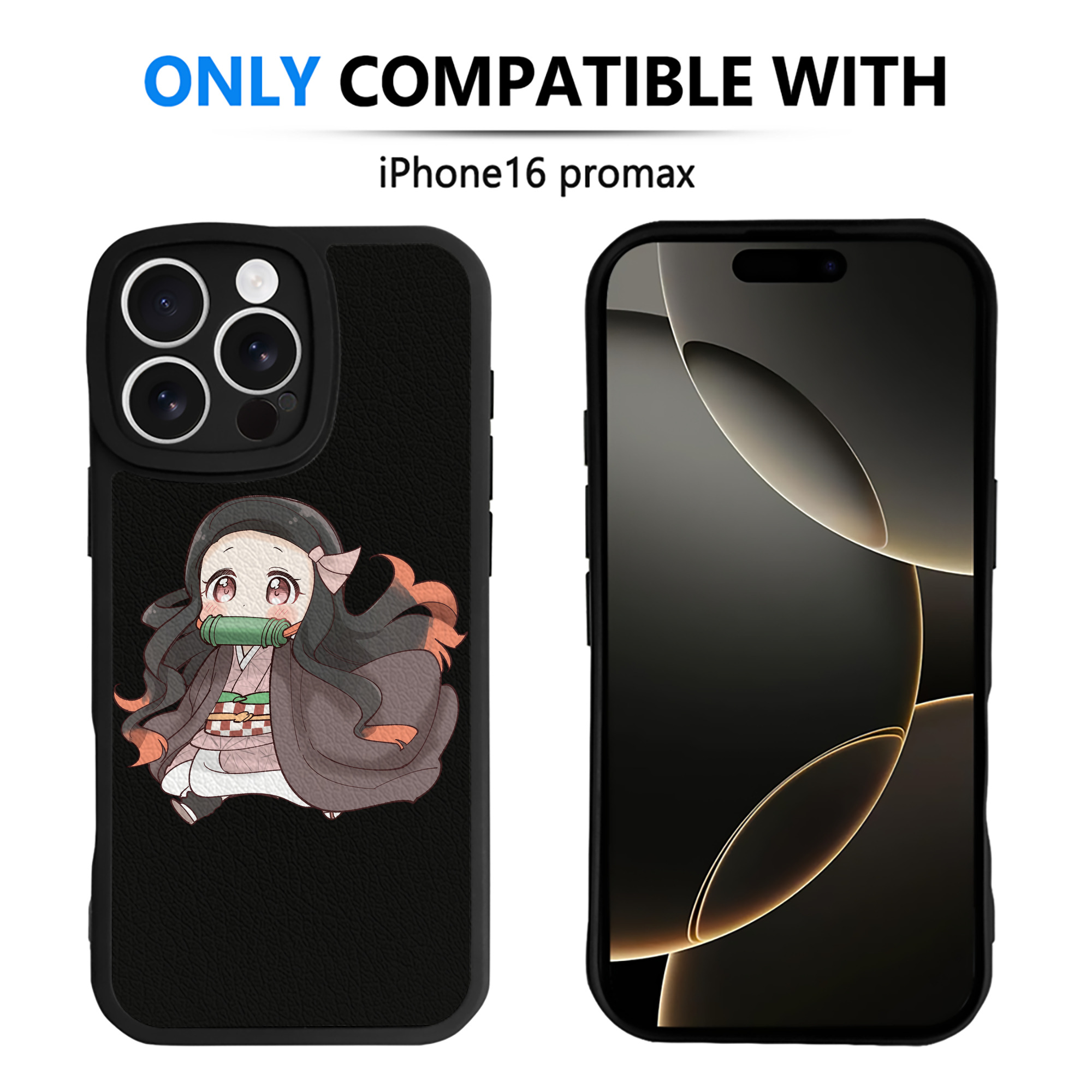 （画像用） 鬼滅の刃（きめつのやいば）竈門 禰󠄀豆子／かまど ねずこ Kamado Nezuko 【iPhone 16シリーズ対応】シリコンスマホケース（レザー調） 材質：シリコン